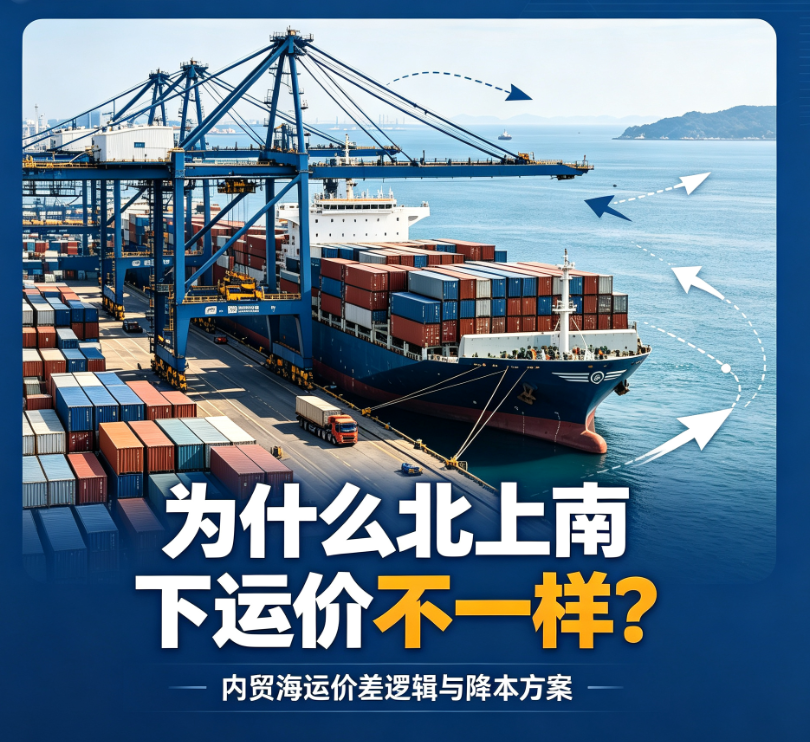 为什么同一条航线，，，，，，，北上和南下的集装箱运价不一样？？？？？？？
